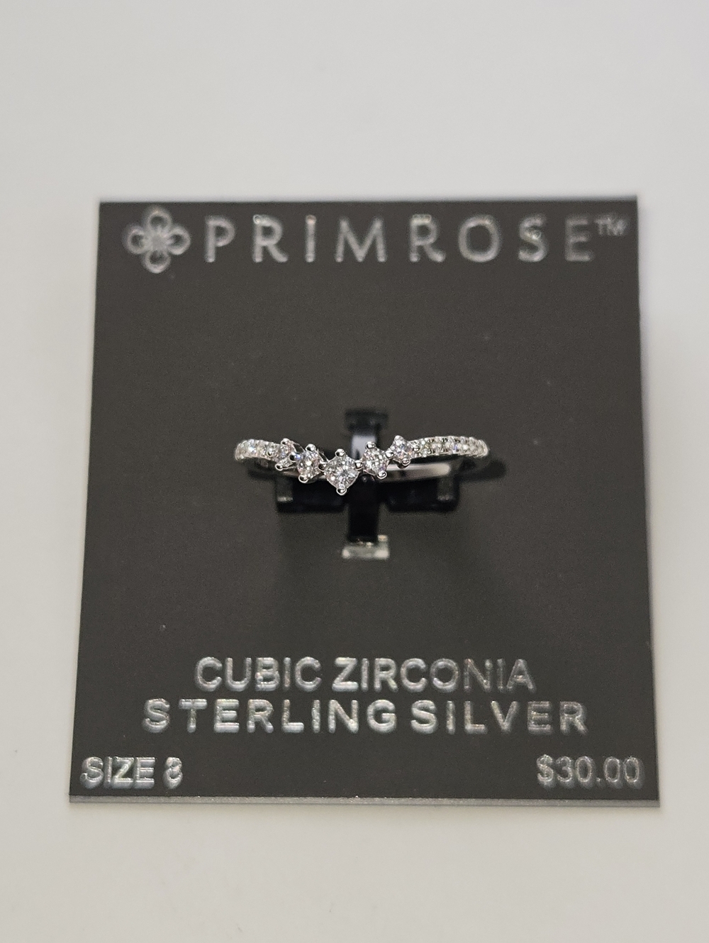 PRIMROSE Sterling Silver Graduated Cubic Zirconia Ring, Size: 8